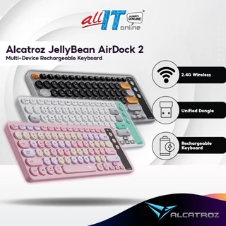 Alcatroz JellyBean AirDock 2 Bluetooth, 2.4G Wireless Multi-Device Rechargeable Keyboard with Gadget Dock