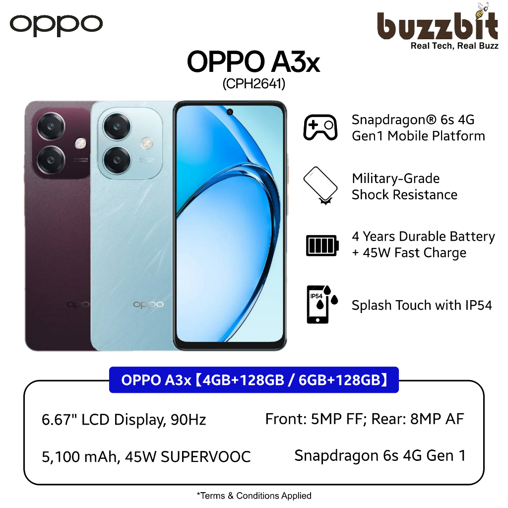 OPPO A3x (CPH2641) 4GB + 128GB / 6GB + 128GB | 45W SUPERVOOC | 5100mAh ...