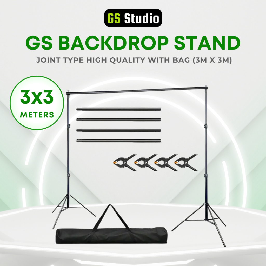 GS Backdrop Stand Joint Type High Quality With Bag (3M x 3M) | 3M Kaki ...