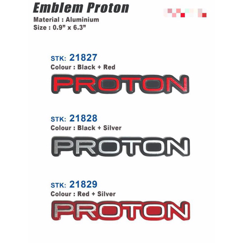 Stk-21827/21828/21829 : Emblem Proton Wording Two Tone ( Aluminium ...