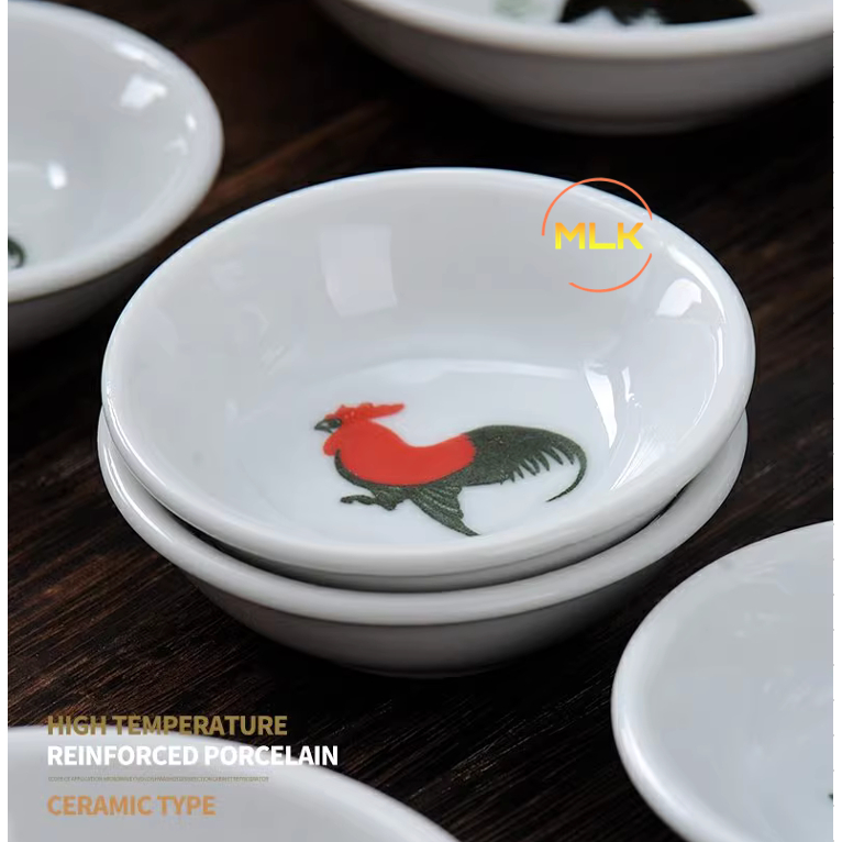 MLK Rooster Sauce Plate Traditional Classic Porcelain Saucer Pinggan ...