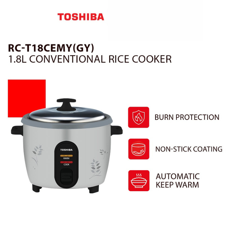 Toshiba RC-T18CEMY(GY) 1.8L Conventional Rice Cooker | Shopee Malaysia