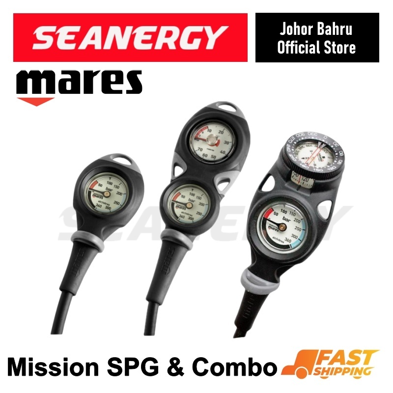 MARES Mission 1/ 2 / 2C SPG Pressure Gauge Console with HP Hose for ...