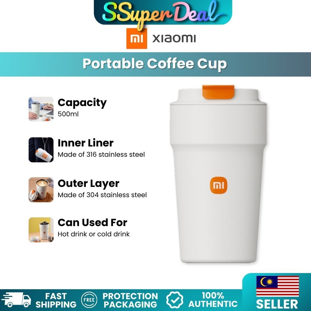 Xiaomi Portable Coffee Cup 316 Stainless Steel Mug 500ml Thermos Cup ...