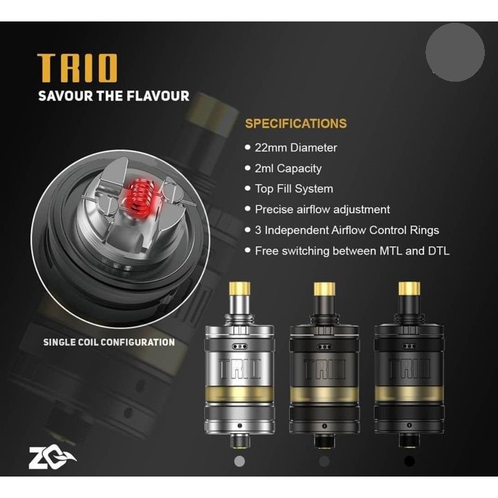 NEW ZQ TRIO MTL RTA 22mm Tank Atomizer | Shopee Malaysia