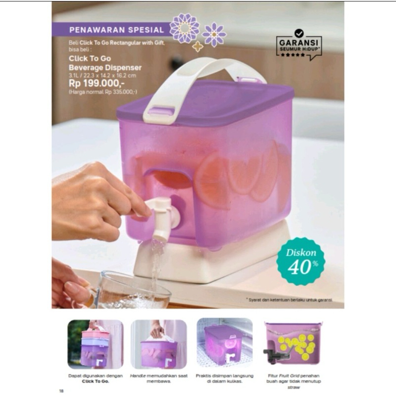 Tupperware Click To Go beverage dispenser 3.1L | Shopee Malaysia