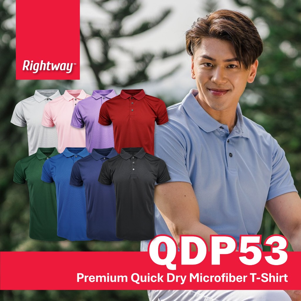 【PREMIUM】 RIGHTWAY Quick Dry Collar Polo T-Shirt Unisex Microfiber Plain  Jersey Sport Baju Jersi Berkolar Murah QDP53 G