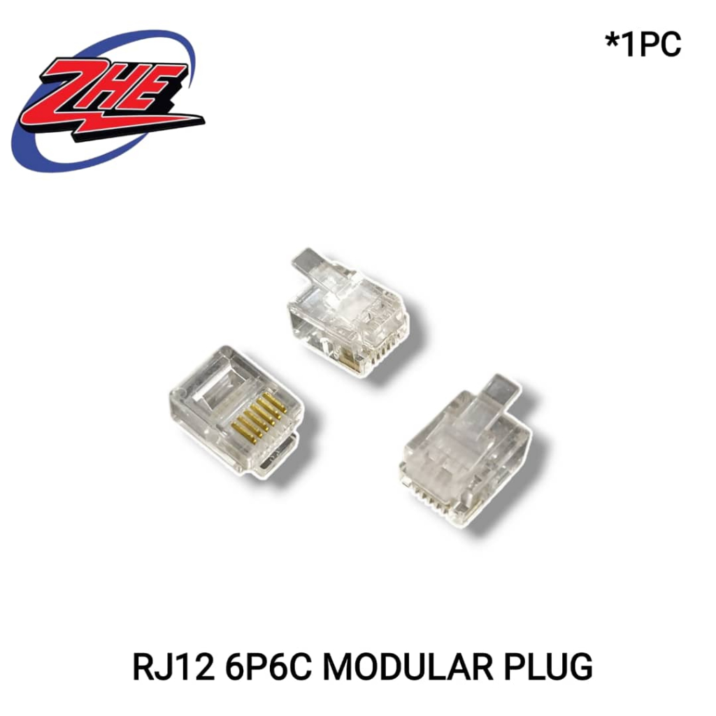 (1PC) RJ12 TELEPHONE ADSL MODULAR PLUG 6P6C SOLID CONNECTOR GOLD-PLATED ...