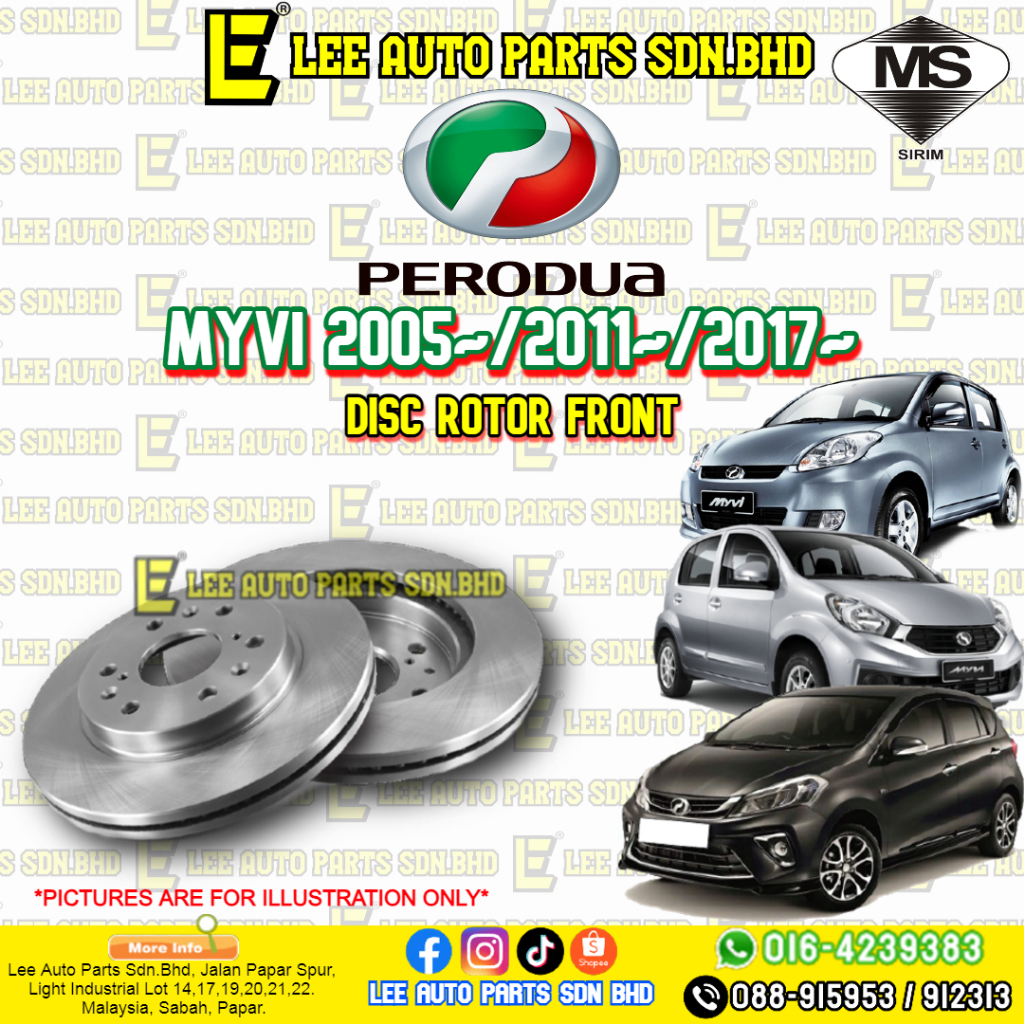 PERODUA MYVI (2005~) (2011~) (2017~) DISC ROTOR FRONT (ONE PIECE PRICE ...