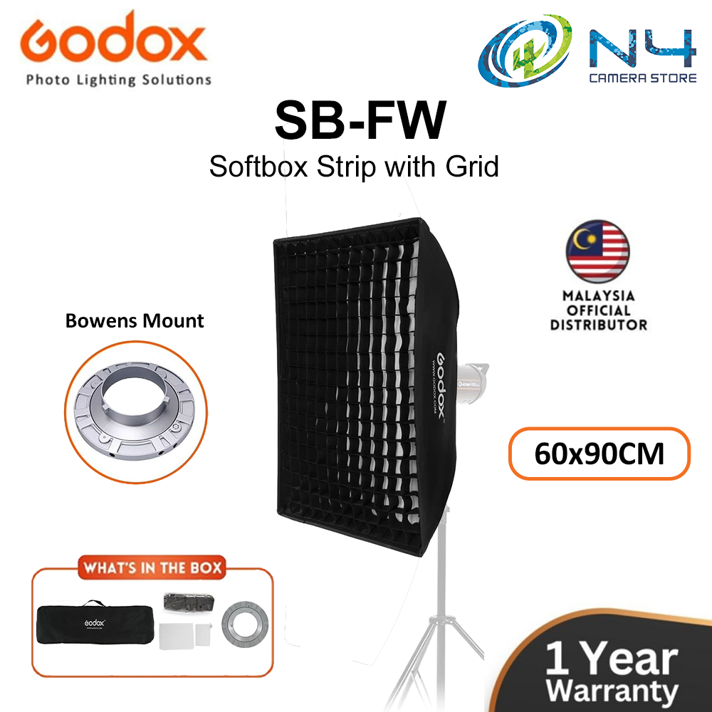 Godox 24" Square Softbox With Bowens Mount - Foldable Quick Release Softbox Kit With Grid & Diffuser For Studio Lights