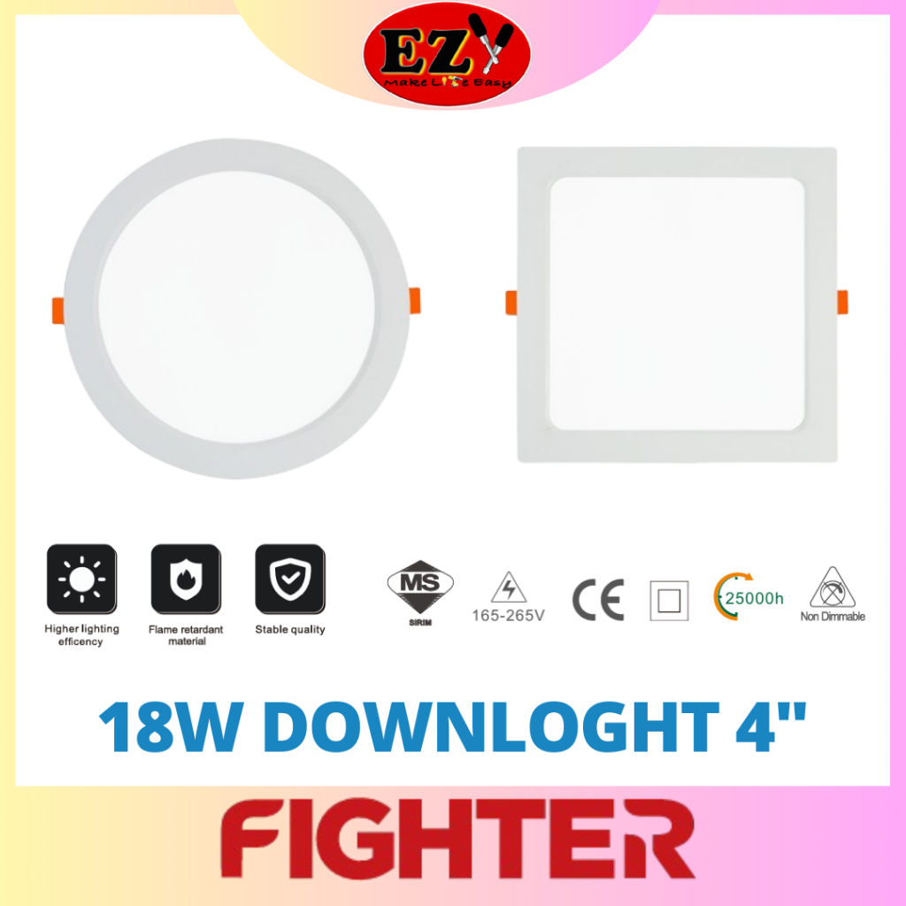 FIGHTER 4 INCH 18W LED DOWNLIGHT RECESSED ( 1 YEAR WARRANTY) | Shopee ...