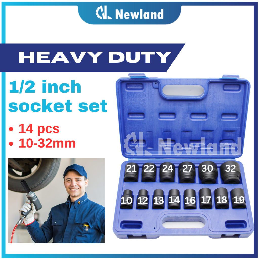 Impact Socket Set Heavy Duty / 1/2 Socket Set / Socket Box Heavy Duty ...