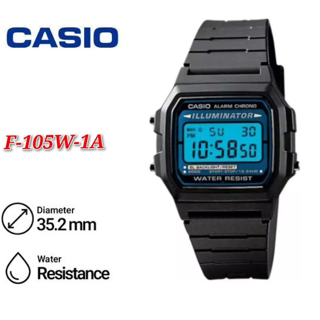 Casio F 105W Digital Classic Men s Illuminator Quartz Watch Shopee Malaysia