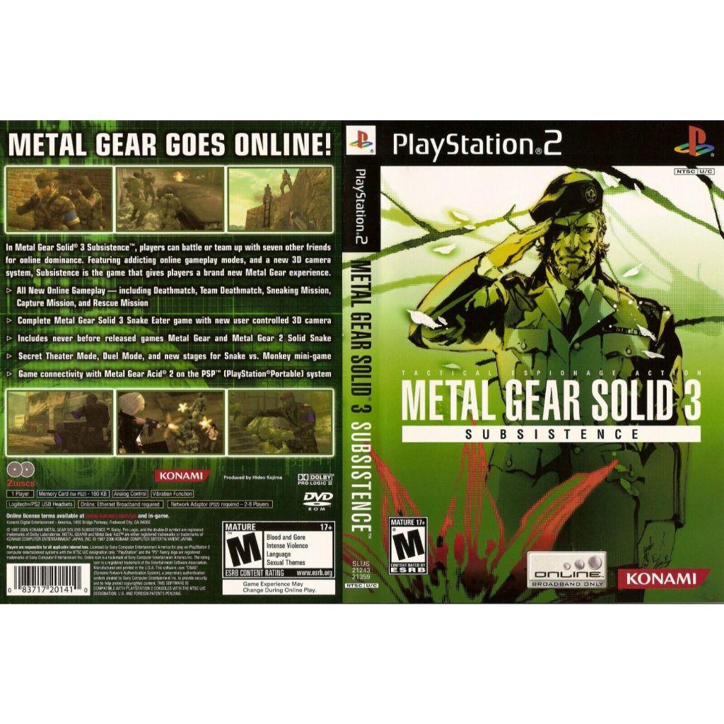 PS2 Metal Gear Solid 3: Subsistence (Sony PlayStation 2)(3 DISC ...