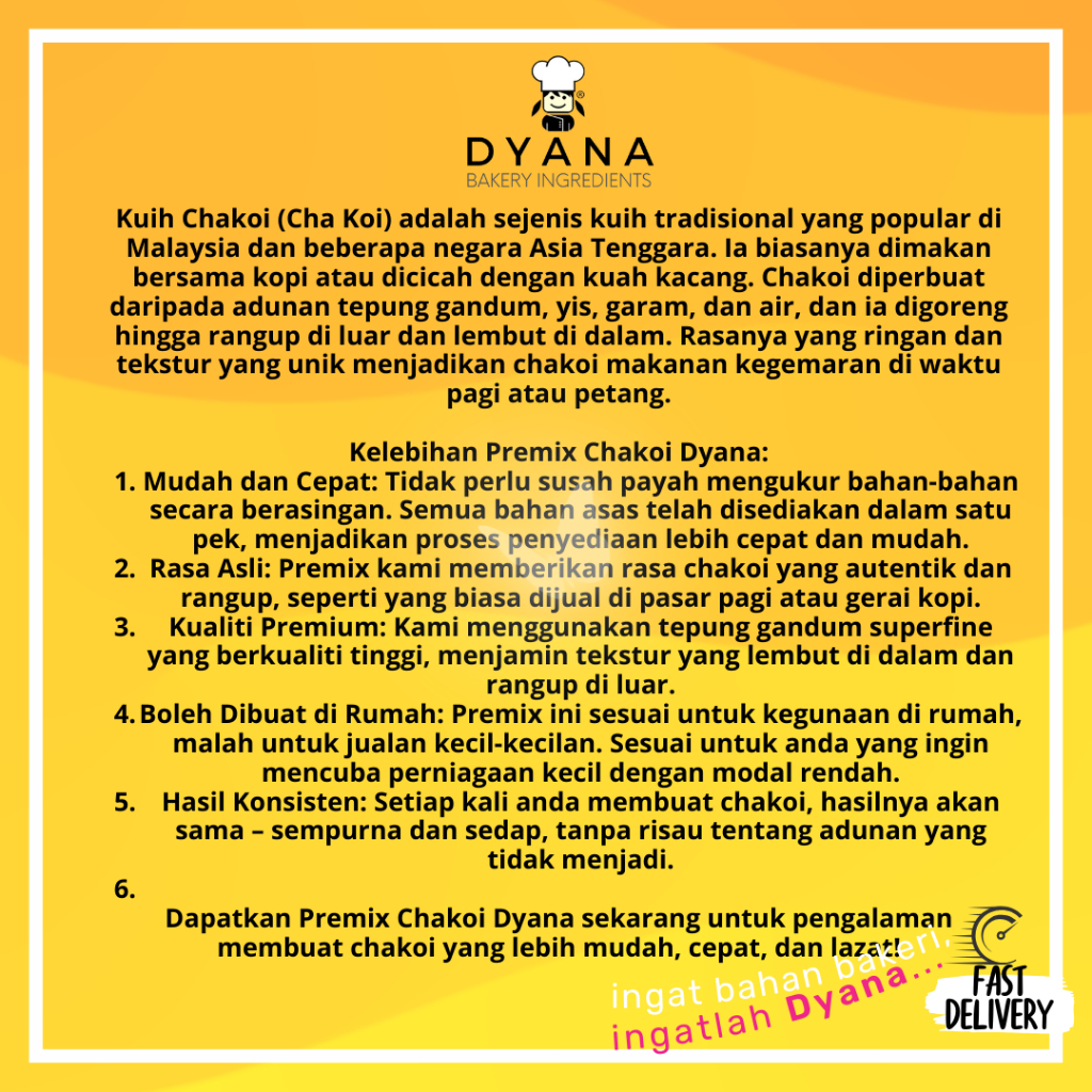 Tepung Premix Kuih Cha Koi Cakoi Chakoi 500g by Dyana | Shopee Malaysia