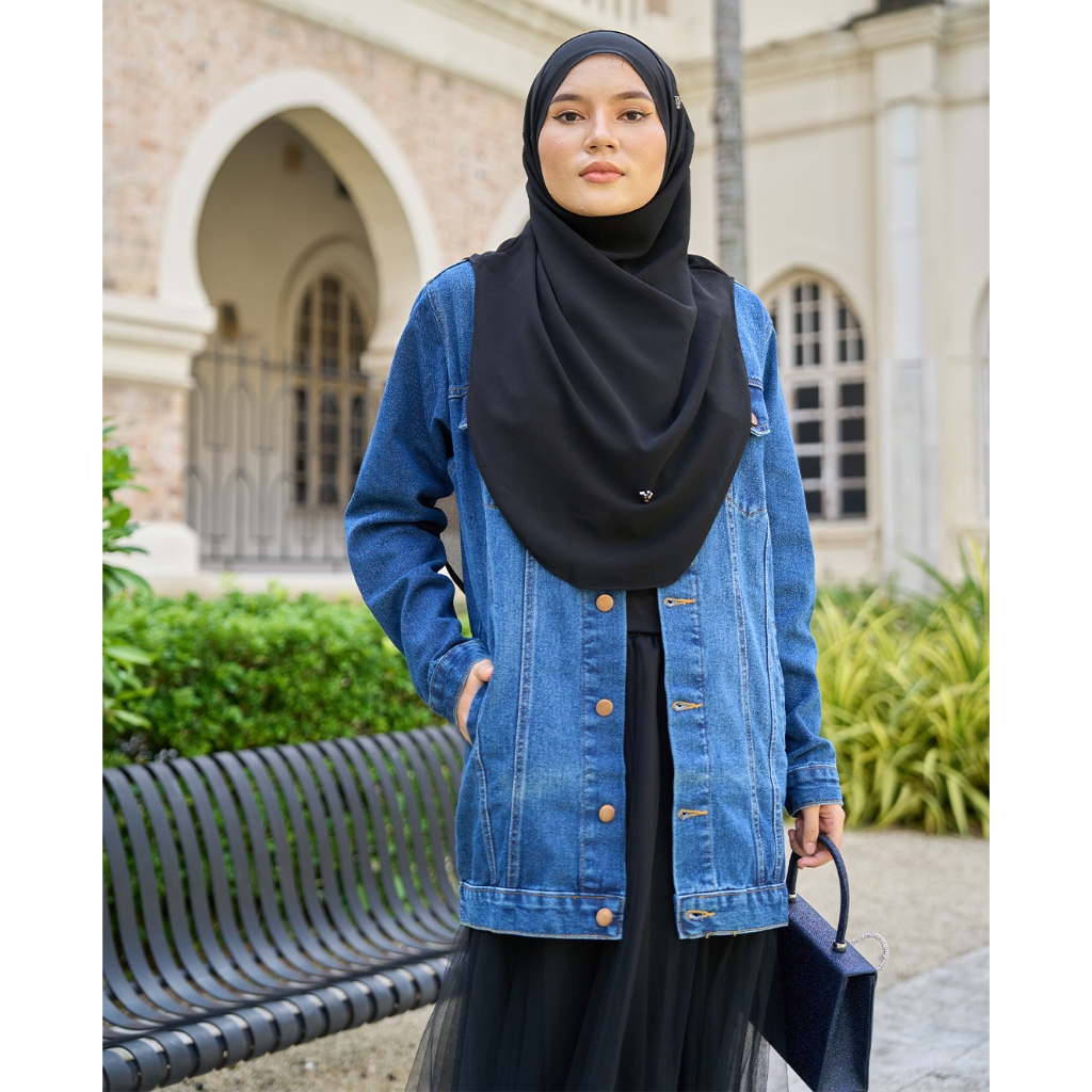 MCC Lifestyle Jacket Denim Elsie Stretchable Muslimah Loose LabuhXS 5XL Plussize Shopee Malaysia