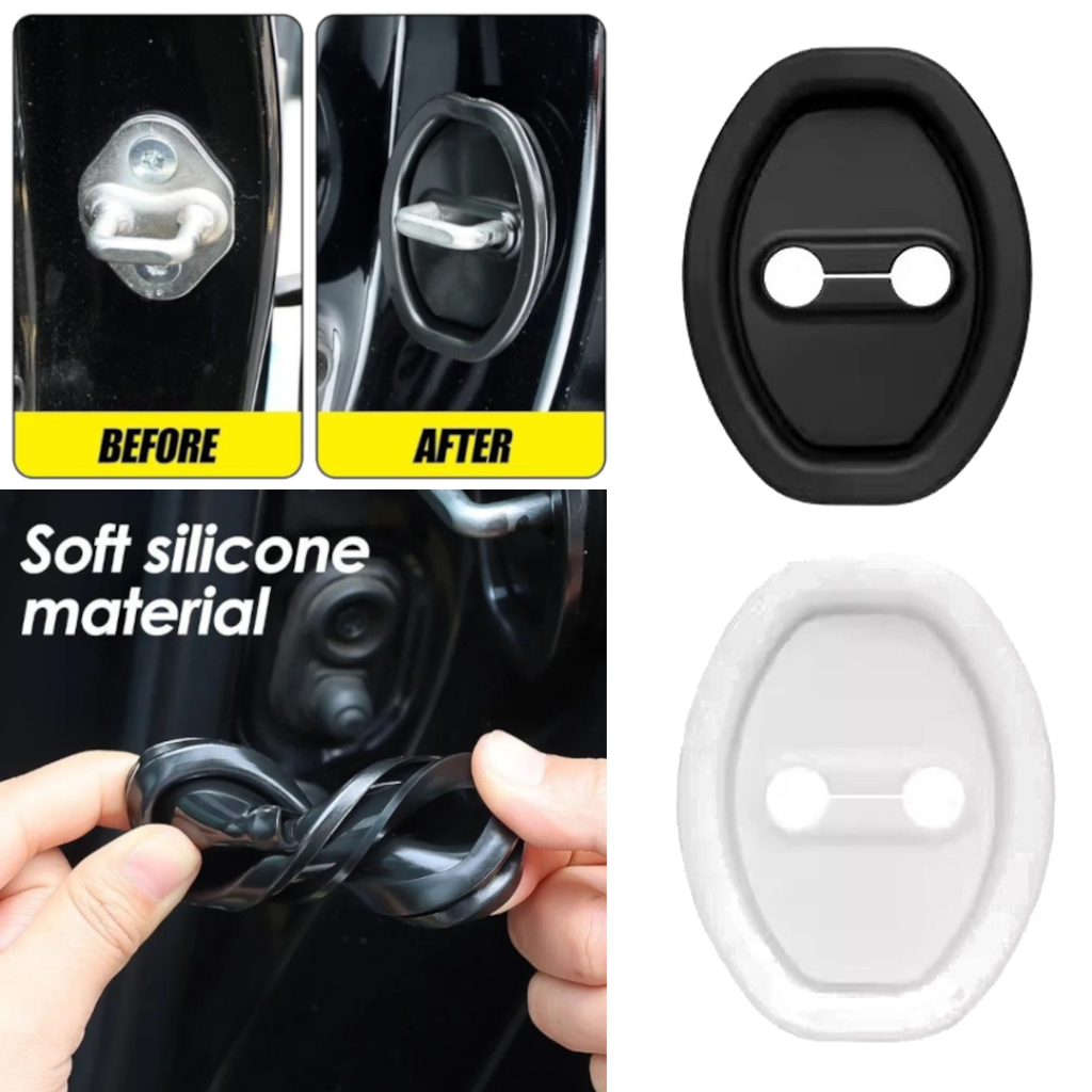 2PCS Car Door Lock Cover Door Latch Striker Plate Silicone Rubber ...