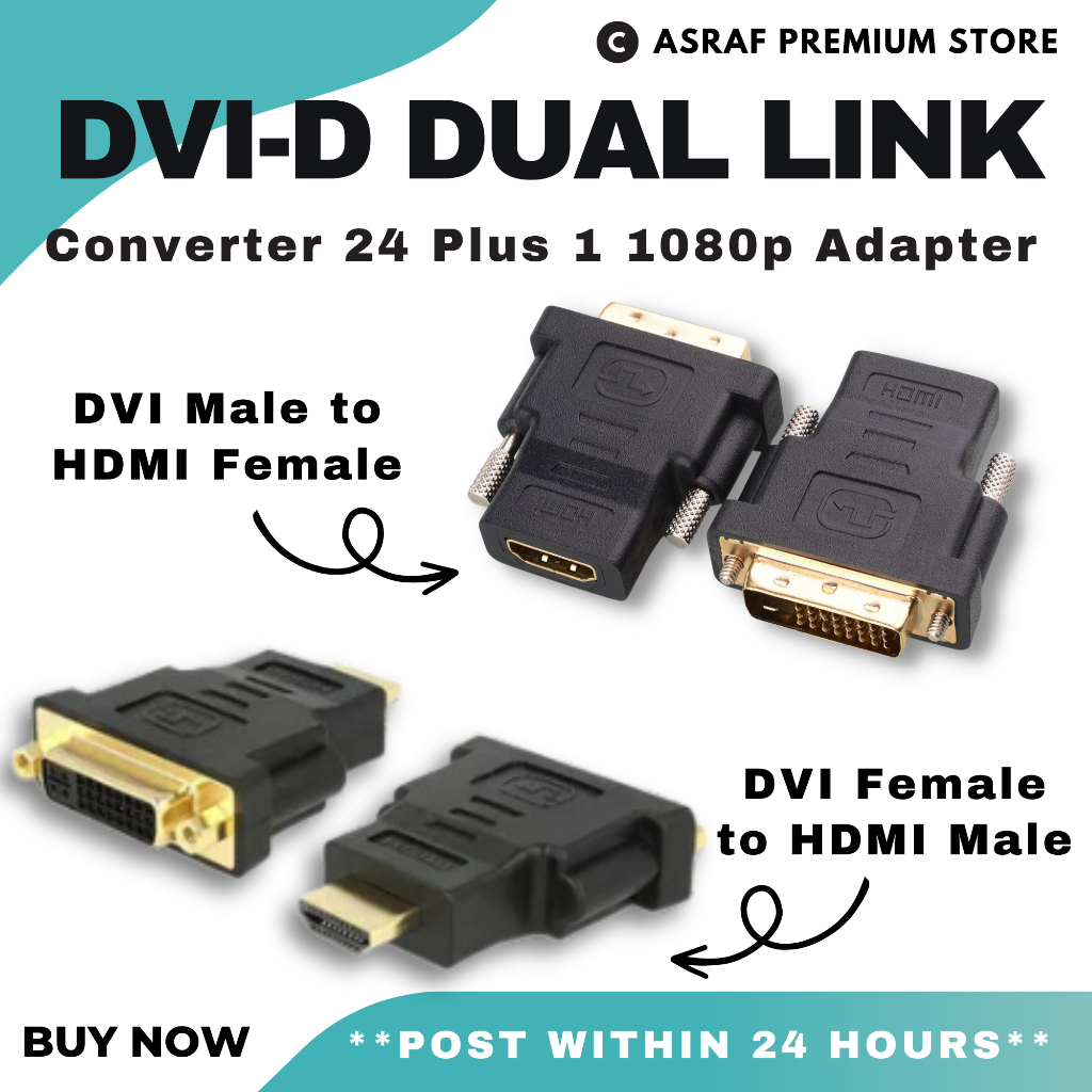 Post 24h Dvi 245 Dvi 241 Dvi D Dual Link Male To Hdmi Female 
