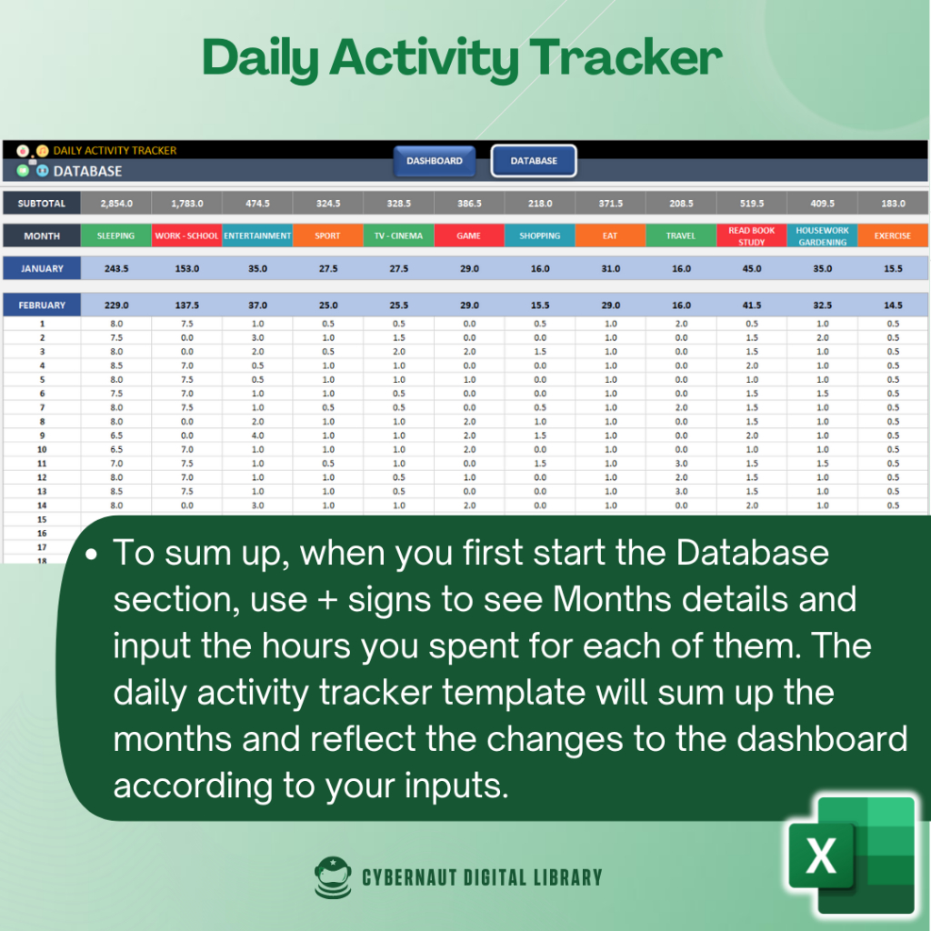 Excel Template - Daily Activity Tracker (Free 12-in-1 Bundle Excel ...