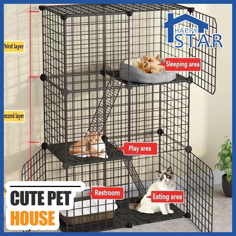 【Free Clips】DIY Panel Pet Cage Fence Dog Rabbit Cat Iron Metal Grids ...