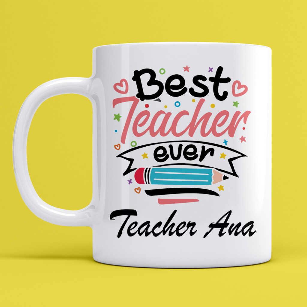 Best Teacher Ever Mug Personalised Custom With Name, Teacher's day ...