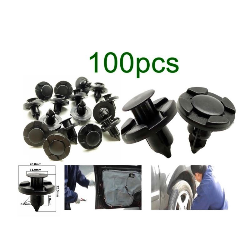 100Pcs Car Fastener Clip Bumper LONG Type Myvi Viva Alza Axia Bezza