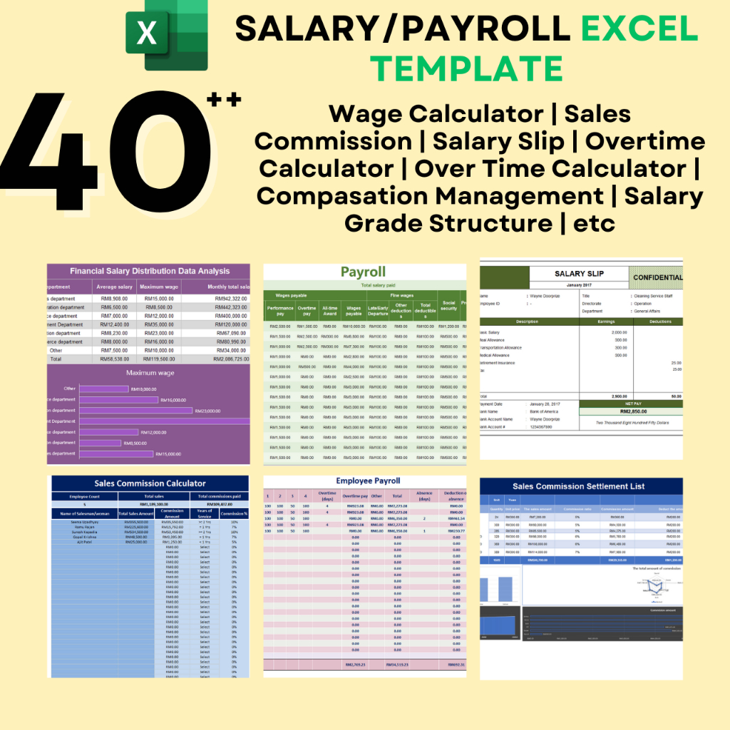 40+ SET SALARY/PAYROLL EXCEL TEMPLATE : Employee Payroll ǀ Wage ...