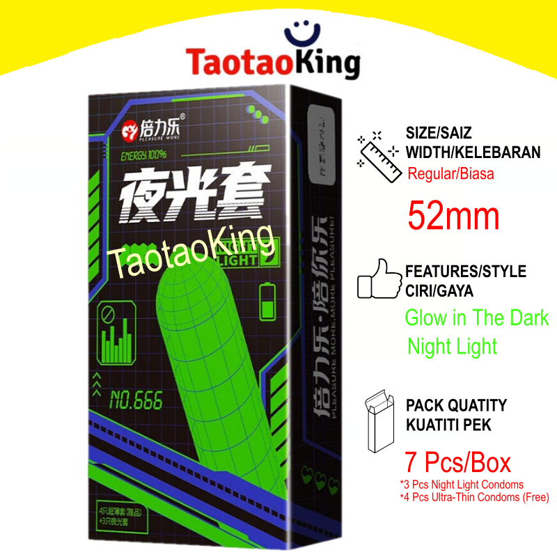 ️PLEASURE MORE 倍力乐 Night Light Condom Luminous Glow in Night Kondom ...