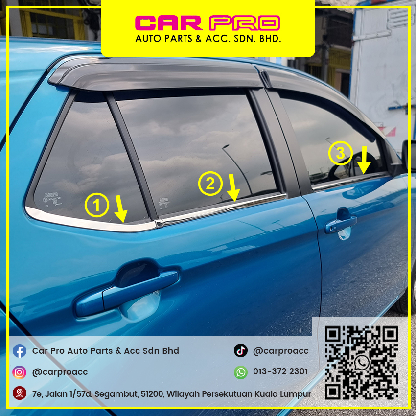 Perodua Axia 2023 Window Trim Chrome Lining 3D Door Belt Moulding ...