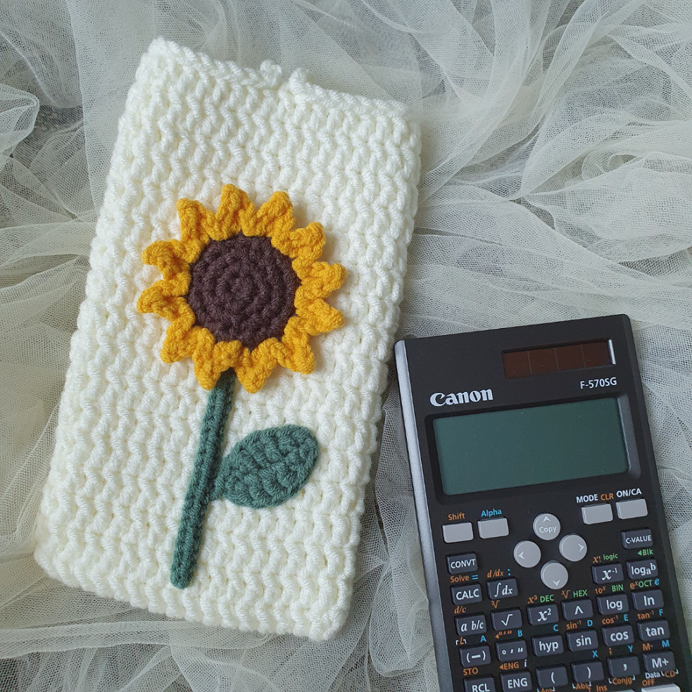 Sunflower Calculator Case Crochet Calculator Pouch Case Kalkulator Kait