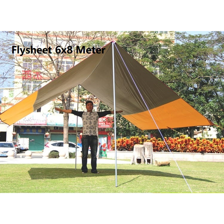EcoSport 6x8 / 4.4x6 Meter Big Waterproof Flysheet Coffee Big Tarp Canopy Camping Camp Tent Khemah Kemah Shelter