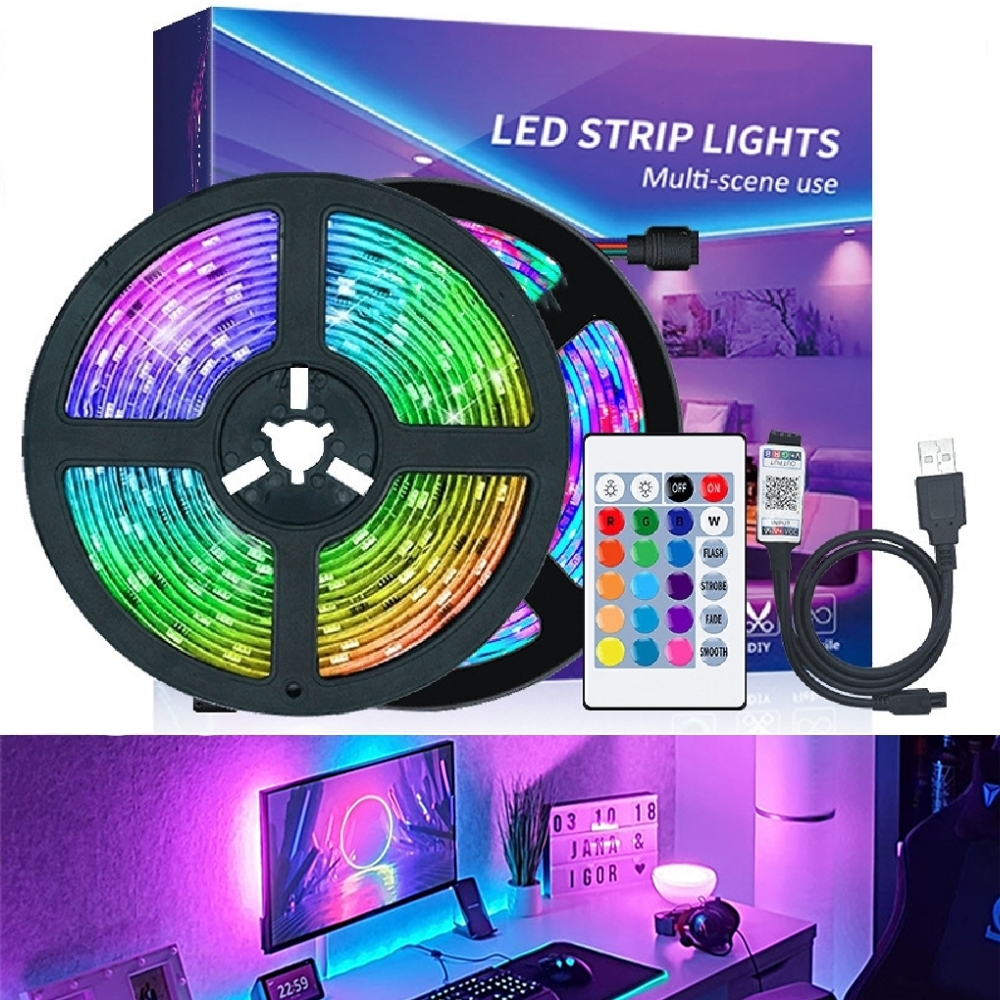READY STOCK LED Strip RGB5050 Light Strip Tape USB Lamps Color Changing