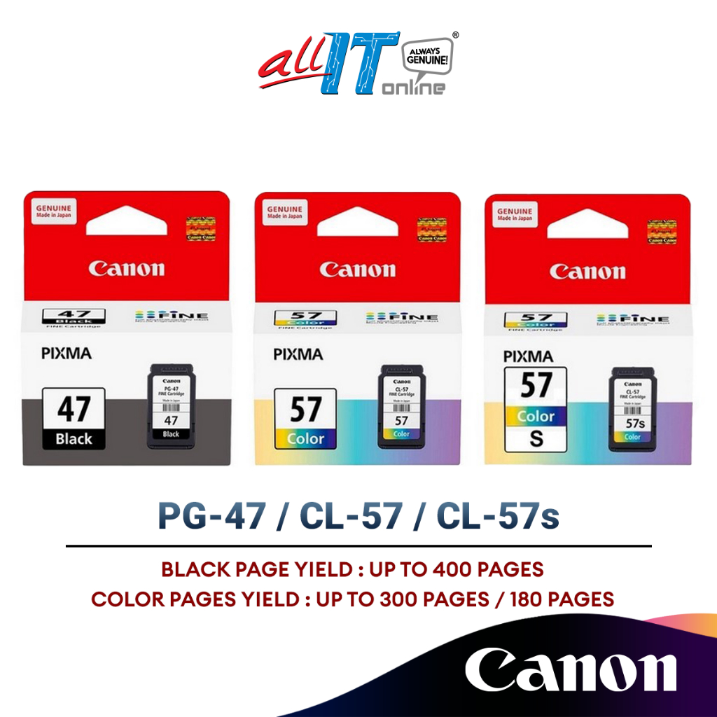Canon PG47 Black Canon CL57 Color Canon CL57S Color Ink