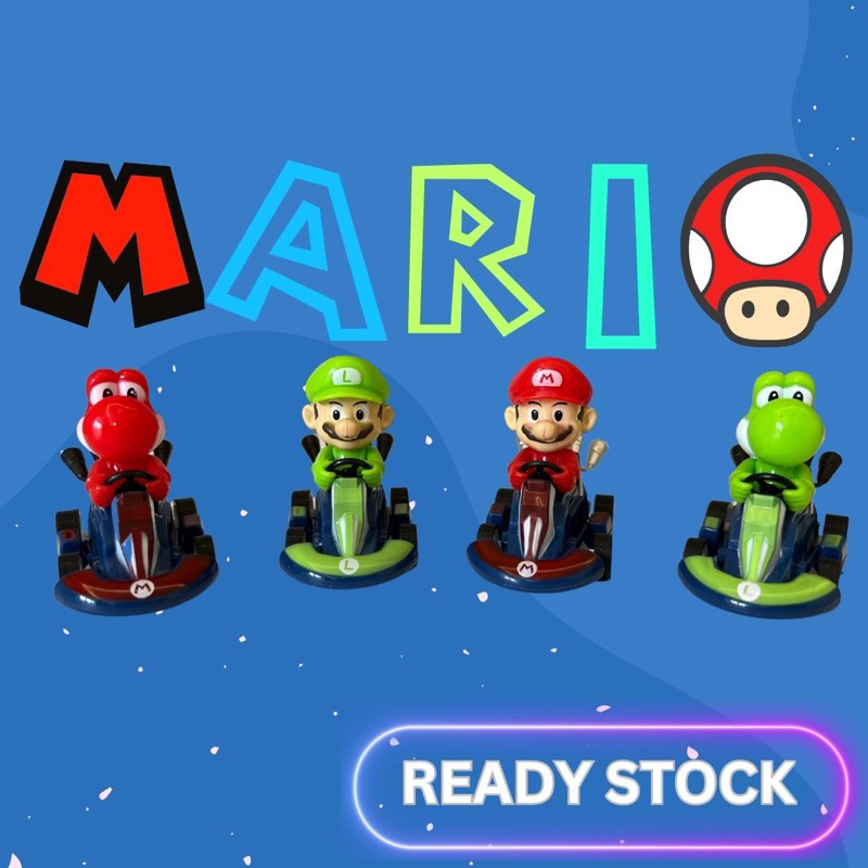 Super Mario Racing Kart 4 Wheels Motor Pull back Cars Toys Luigi ...
