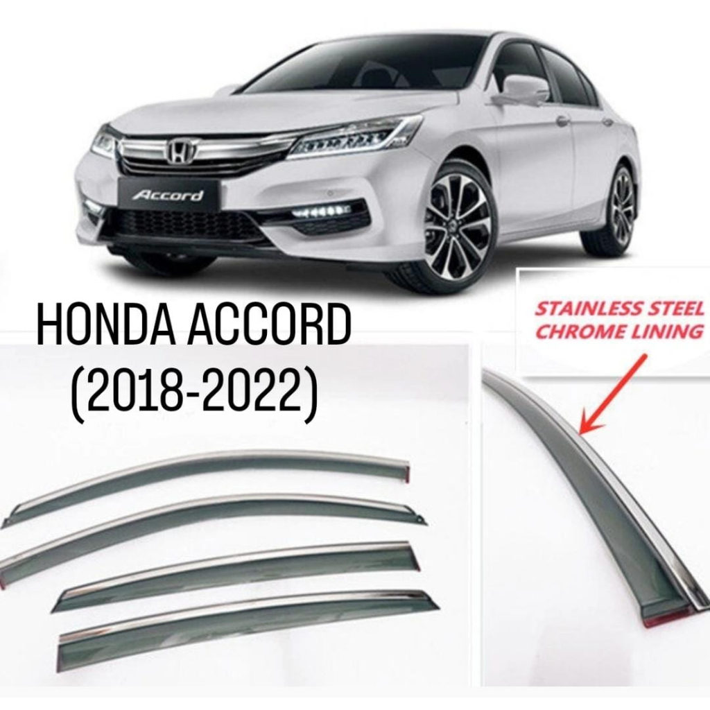 Honda Accord 2019 Year Stainless Steel Chrome Lining Injection Door Visor Shopee Malaysia