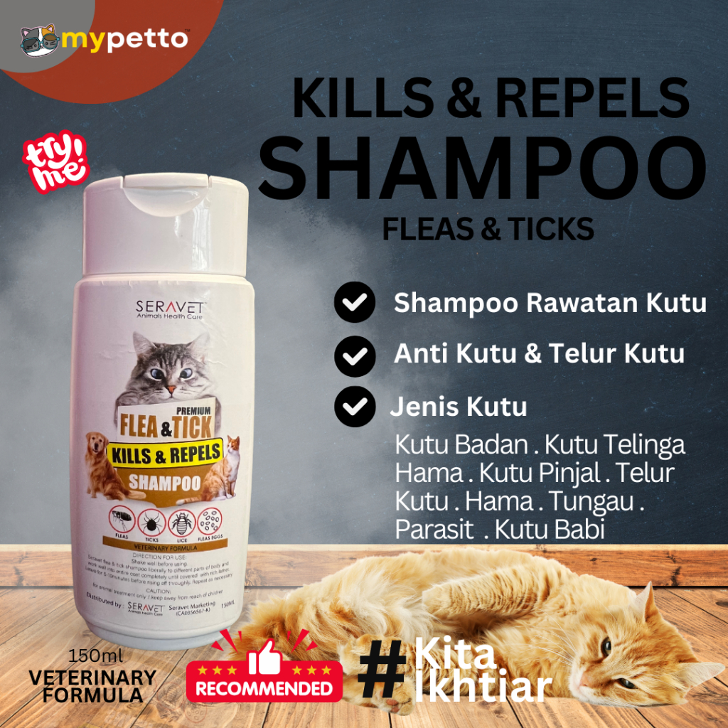 BECELICO Shampu Membasmi Kutu,Hama & Telur Kutu Kucing . Cat Anti Fleas