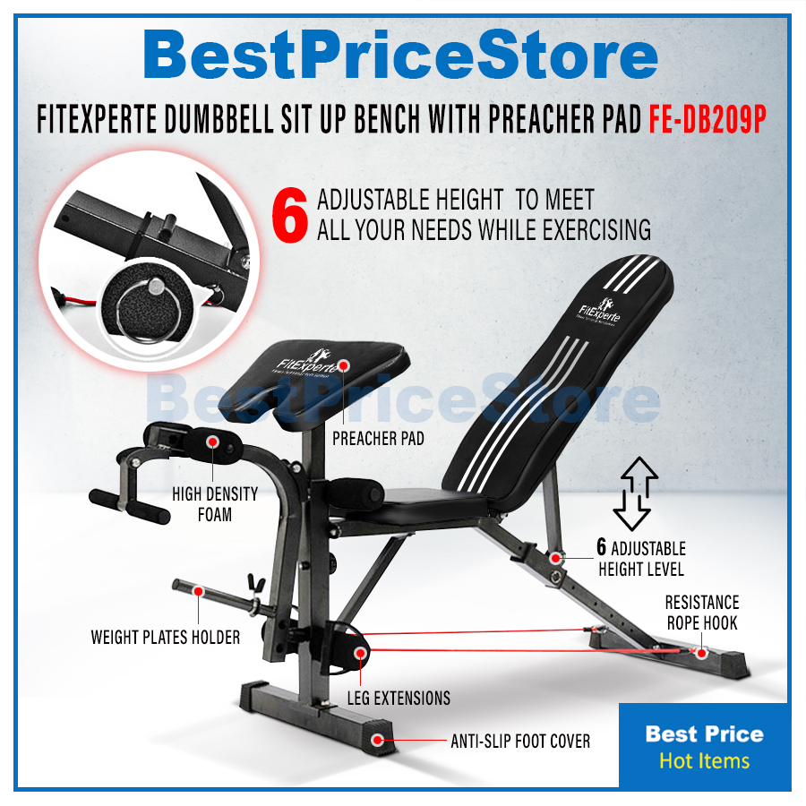 BPS Clearance Multifunction Dumbbell SitUp FID Preacher Curl Gym