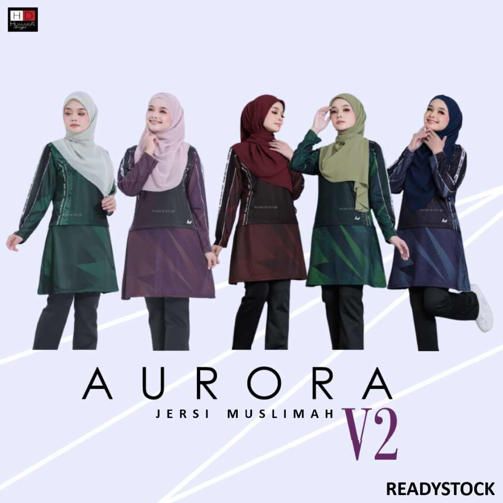 Readystock | HD AURORA V2 | Jersi Muslimah Humaira Design | Material ...