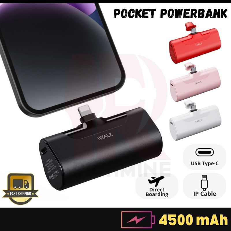 Mini Power Bank 4500 MAh Con Connettore Integrato Per IPhone 14/13/12/11/X/8/7/6 – Ricarica Rapida PD, Portatile Come Un Rossetto