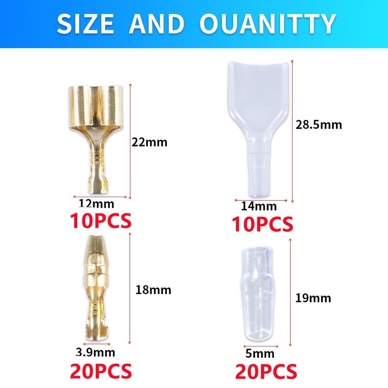 10/50sets 1 : 2 Transparent sheath 4.0 terminal car electrical wire ...