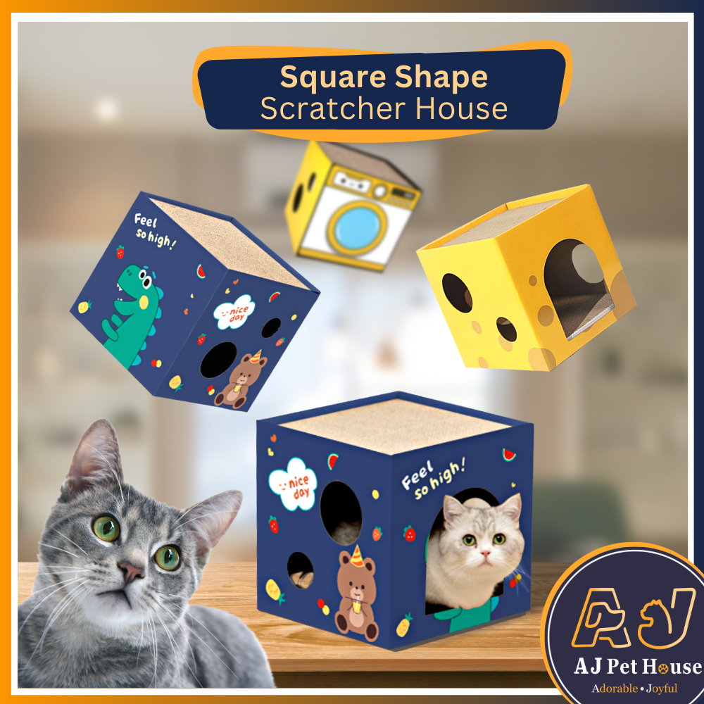 AJPET 2 Layer Box Shape Cat Scratcher Board Scratching Box