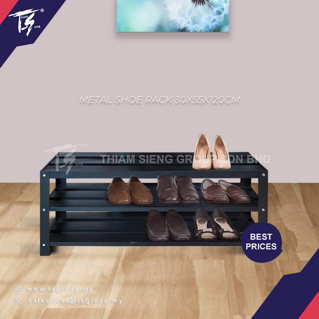 TSBRILLIANT Rak Kasut 3 Tingkat Logam 120cm - 3 TIER METAL SHOE RACK ...
