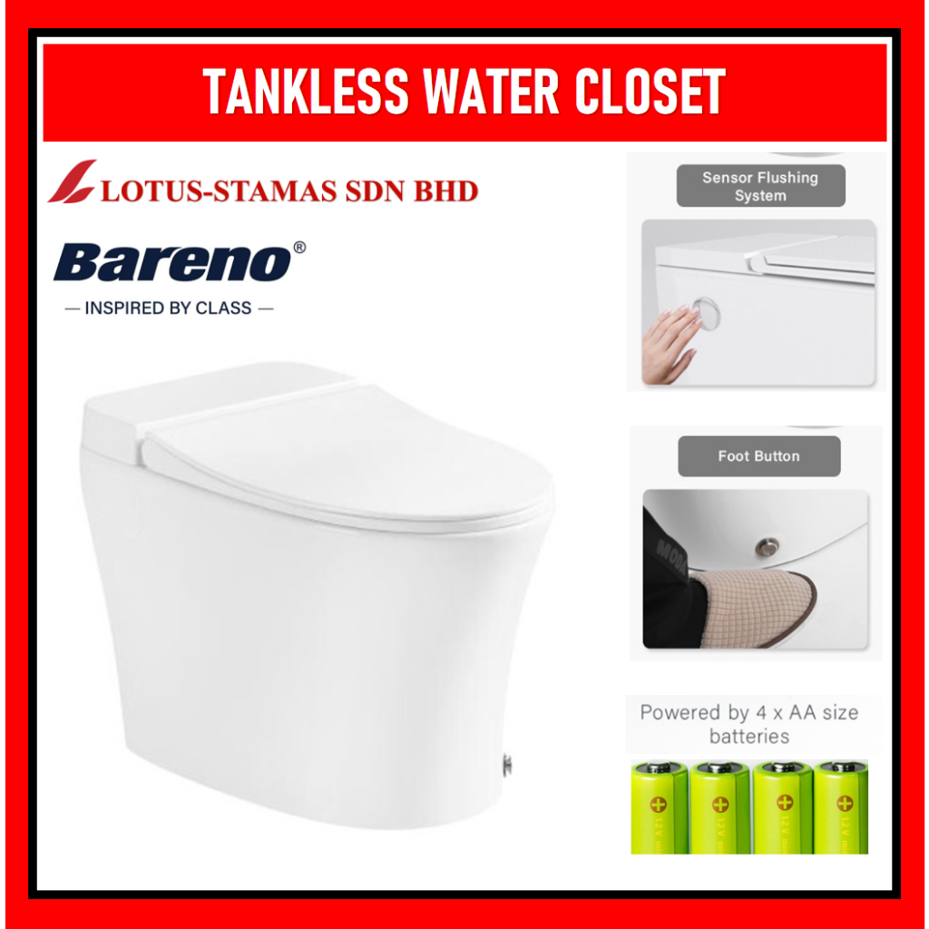 Bareno WH15001 One Piece Tankless Dynamic Vortex Flush Water Closet WC