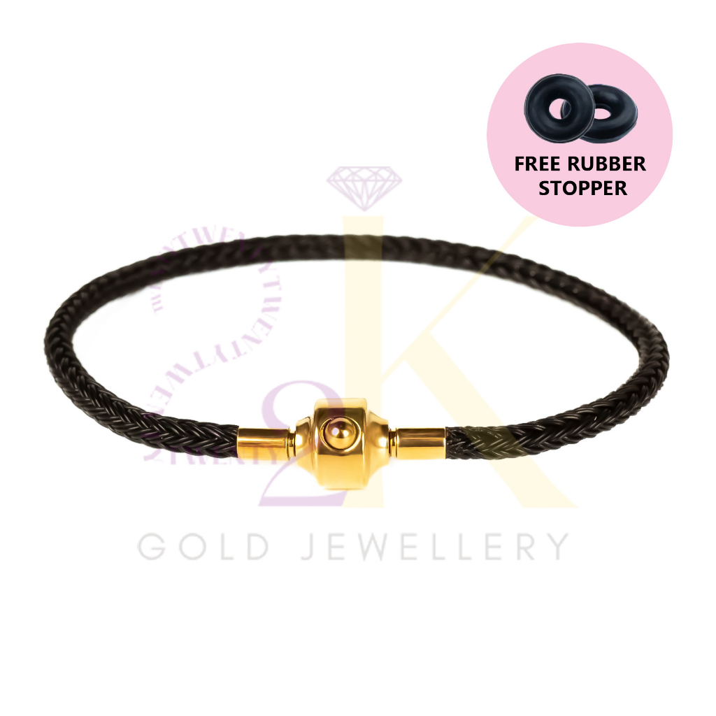 Waterproof Steel Wire Rope Bracelet - Black | Shopee Malaysia