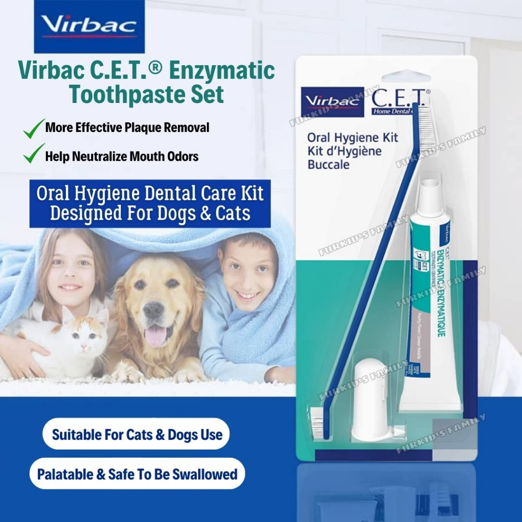Virbac C.E.T Enzymatic Pet Toothbrush Toothpaste Dental Kit For Dogs