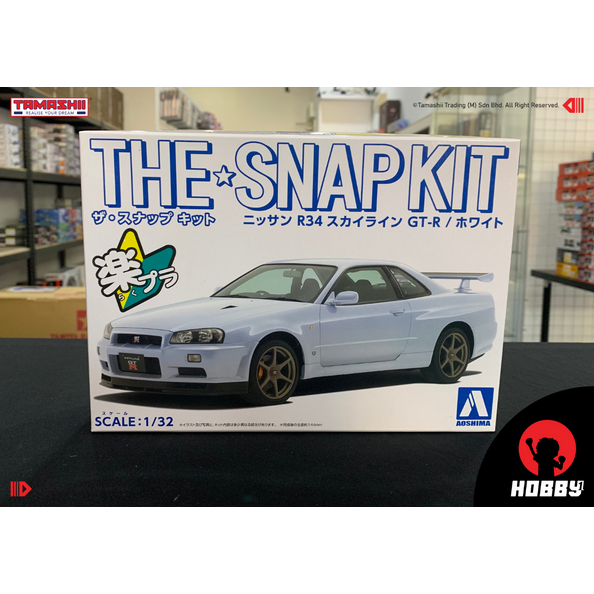 Kit Modèle Snap Fit Aoshima Nissan R34 Skyline GT-R Bayside Blue - Neuf Original
