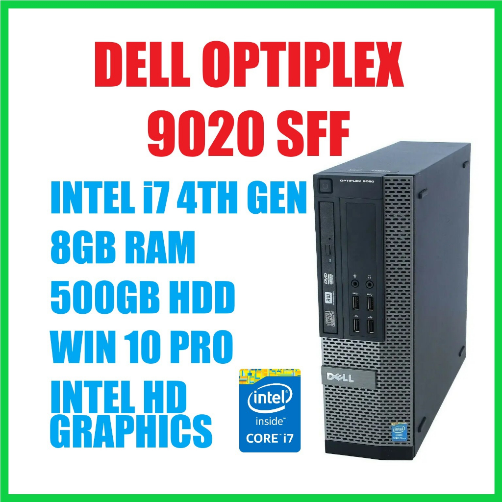 Dell Optiplex 9020 Small Form Factor Intel I7 4th Gen8gb Ramwindows 10 Prointel Hd Graphics 0789