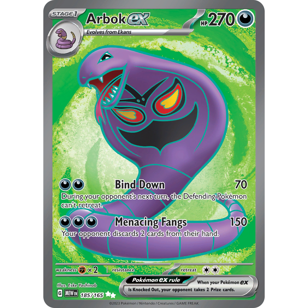 PTCG Pokemon Cards Scarlet & Violet 151 Arbok ex 185/165 Full Art Secret Rare Shopee