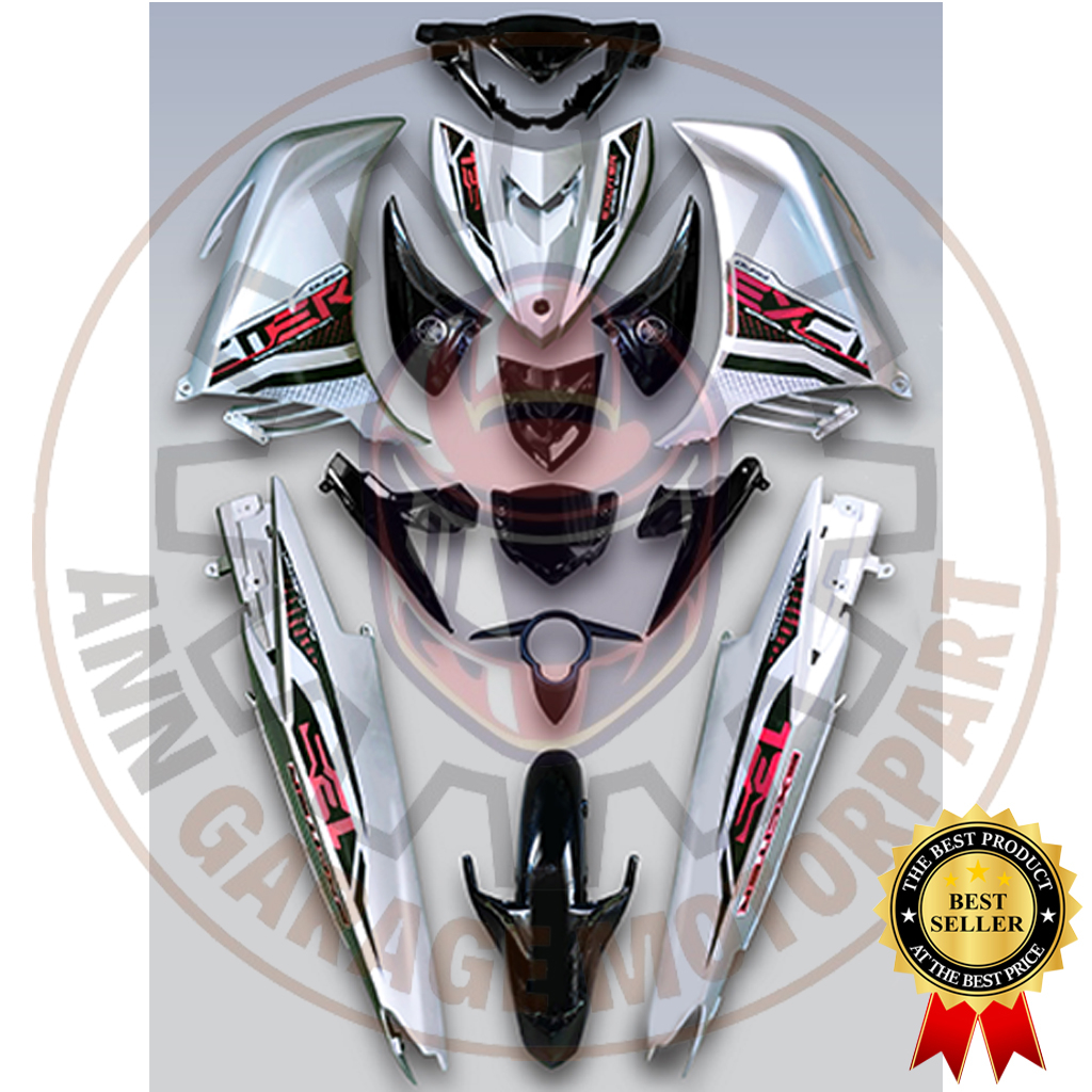 Original Velozi Yamaha Lc V V Full Body Cover Set Exciter Silver Dust Siap Tanam Sticker