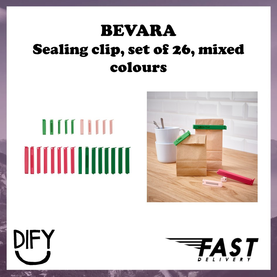 BEVARA Sealing clip, set of 26, Food Snack Bag Sealer Tool Penjepit Penutup  Alat Penyegel Beg Makanan IKEA ikea